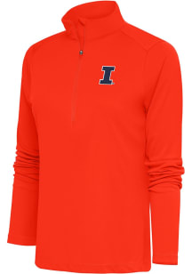 Antigua Illinois Fighting Illini Womens Orange Logo Tribute Qtr Zip