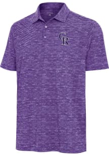 Antigua Colorado Rockies Mens Purple Static Watercolor Short Sleeve Polo