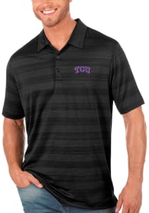 Antigua TCU Horned Frogs Mens Black Compass Short Sleeve Polo