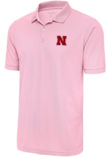 Antigua Nebraska Cornhuskers Mens Pink Legacy Short Sleeve Polo