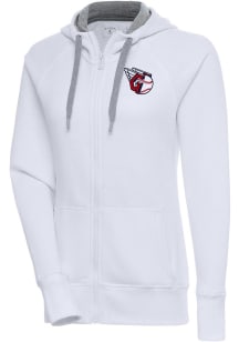 Antigua Cleveland Guardians Womens White Victory Full Zip Hood Long Sleeve Full Zip Jacket