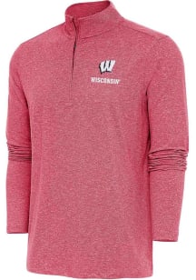 Antigua Wisconsin Badgers Mens Red Hunk Long Sleeve Qtr Zip Pullover