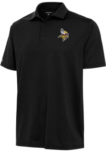 Antigua Minnesota Vikings Mens Black Valid Textured Short Sleeve Polo