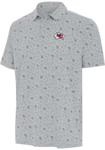 Antigua Kansas City Chiefs Mens Grey Relentless Short Sleeve Polo