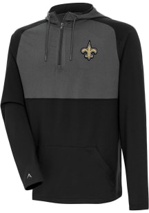 Antigua New Orleans Saints Mens Black Fearless Sand Long Sleeve Lightweight Hoodie