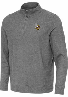 Antigua Minnesota Vikings Mens Black Subtle Buffed Long Sleeve Qtr Zip Pullover