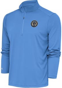 Antigua Philadelphia Union Mens Light Blue Tribute Long Sleeve Qtr Zip Pullover