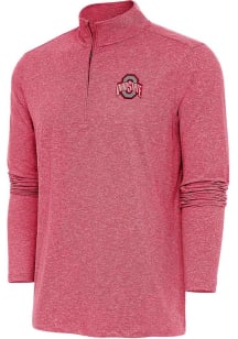 Antigua Ohio State Buckeyes Mens Red Hunk Long Sleeve Qtr Zip Pullover