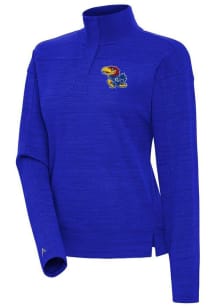 Antigua Kansas Jayhawks Womens Blue Connection Qtr Zip