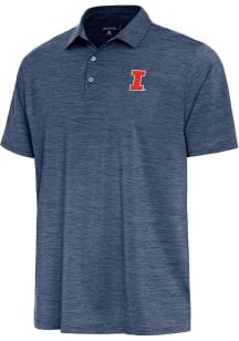 Antigua Illinois Fighting Illini Mens Navy Blue Layout Short Sleeve Polo