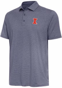 Antigua Illinois Fighting Illini Mens Navy Blue Scheme Stripe Short Sleeve Polo