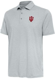 Antigua Indiana Hoosiers Mens Grey Scheme Stripe Short Sleeve Polo
