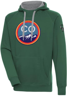 Antigua Colorado Rockies Mens Green Victory Long Sleeve Hoodie
