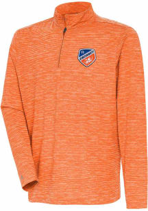 Antigua FC Cincinnati Mens Orange Determined Watercolor Long Sleeve Qtr Zip Pullover