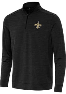 Antigua New Orleans Saints Mens Black Bright Long Sleeve Qtr Zip Pullover