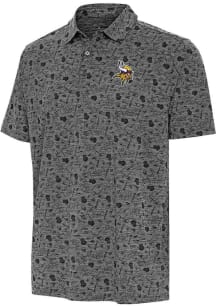 Antigua Minnesota Vikings Mens Black Relentless Short Sleeve Polo