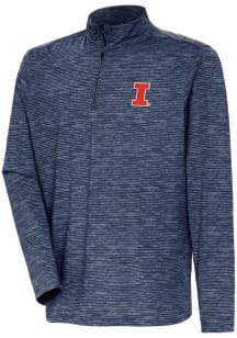 Antigua Illinois Fighting Illini Mens Navy Blue Determined Watercolor Long Sleeve Qtr Zip Pullover