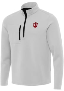 Antigua Indiana Hoosiers Mens Grey Insider Long Sleeve Qtr Zip Pullover