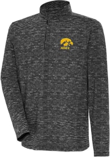 Antigua Iowa Hawkeyes Mens Black Determined Watercolor Long Sleeve Qtr Zip Pullover
