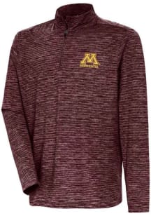 Antigua Minnesota Golden Gophers Mens Maroon Determined Watercolor Long Sleeve Qtr Zip Pullover