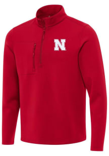 Antigua Nebraska Cornhuskers Mens Red Insider Long Sleeve Qtr Zip Pullover