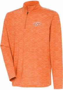Antigua Oklahoma State Cowboys Mens Orange Determined Watercolor Long Sleeve Qtr Zip Pullover