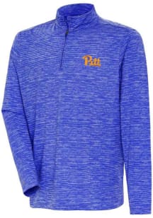 Antigua Pitt Panthers Mens Blue Determined Watercolor Long Sleeve Qtr Zip Pullover