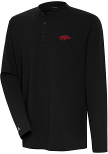 Antigua Arkansas Razorbacks Black Exposed Long Sleeve T Shirt