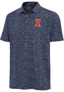Antigua Illinois Fighting Illini Mens Navy Blue Static Watercolor Short Sleeve Polo