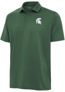Antigua Michigan State Spartans Mens Green Valid Textured Short Sleeve Polo