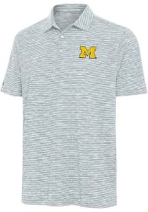 Antigua Michigan Wolverines Mens Grey Static Watercolor Short Sleeve Polo