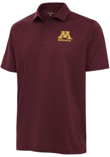 Antigua Minnesota Golden Gophers Mens Maroon Valid Textured Short Sleeve Polo