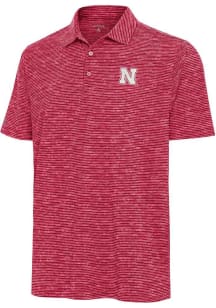 Antigua Nebraska Cornhuskers Mens Red Static Watercolor Short Sleeve Polo