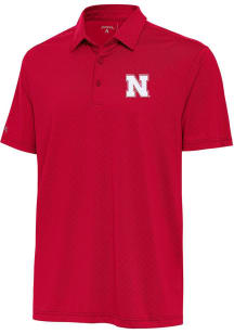 Antigua Nebraska Cornhuskers Mens Red Whirl Short Sleeve Polo