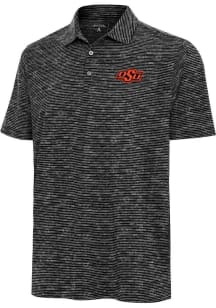 Antigua Oklahoma State Cowboys Mens Black Static Watercolor Short Sleeve Polo