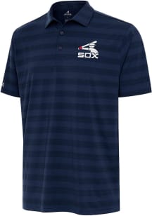 Antigua Chicago White Sox Mens Navy Blue Tunnel Short Sleeve Polo
