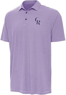Antigua Colorado Rockies Mens Purple Twine Short Sleeve Polo