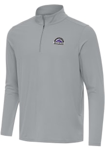 Antigua Colorado Rockies Mens Grey Intent Long Sleeve Qtr Zip Pullover