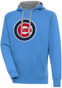 Antigua Chicago Cubs Mens Light Blue Victory Logo Long Sleeve Hoodie