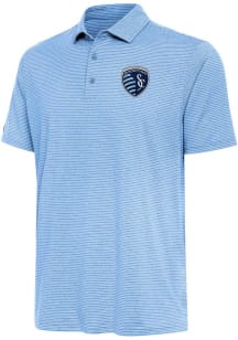 Antigua Sporting Kansas City Mens Light Blue Scheme Short Sleeve Polo