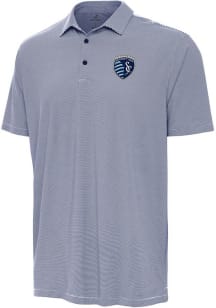Antigua Sporting Kansas City Mens Navy Blue Twine Short Sleeve Polo