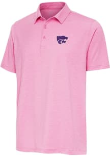 Antigua K-State Wildcats Mens Pink Par 3 Short Sleeve Polo