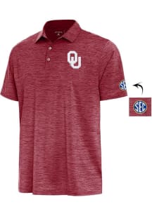 Antigua Oklahoma Sooners Mens Red Layout Short Sleeve Polo