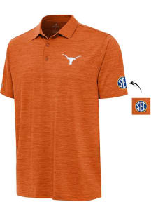 Antigua Texas Longhorns Mens Burnt Orange Layout Short Sleeve Polo
