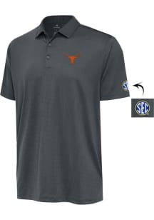 Antigua Texas Longhorns Mens Charcoal Ellipse Short Sleeve Polo