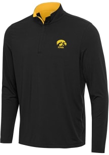 Antigua Iowa Hawkeyes Mens Black Content Long Sleeve Qtr Zip Pullover