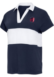 Antigua St Louis City SC Womens Navy Blue Balmy Short Sleeve Polo Shirt