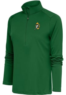 Antigua Green Bay Packers Womens Black Tribute Qtr Zip Pullover