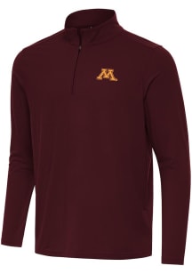 Antigua Minnesota Golden Gophers Mens Maroon Intent Long Sleeve Qtr Zip Pullover