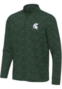 Antigua Michigan State Spartans Mens Green Determined Long Sleeve Qtr Zip Pullover